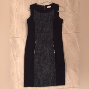Shift dress with silver threads running through the front with zipper detailing